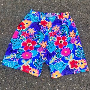 Hanes vintage blue and multi-coloured floral shorts